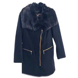 SALE Via Spiga Day-Nite Wool Blend Faux Fur Jacket Coat